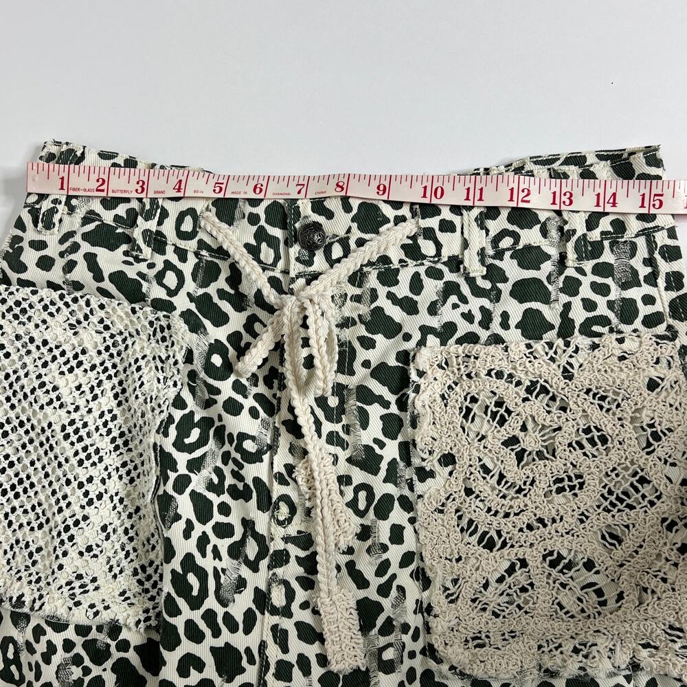 POL Leopard Patchwork Pants Crochet Lace Boho Cot… - image 7